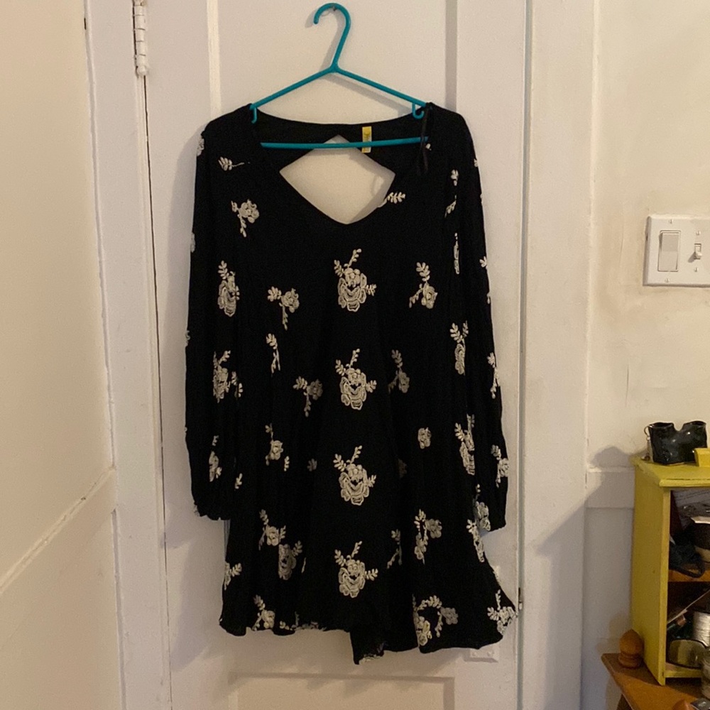 Women's Black Embroidered Austin Mini Dress